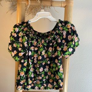 Topshop Flower off the shoulder top size 6